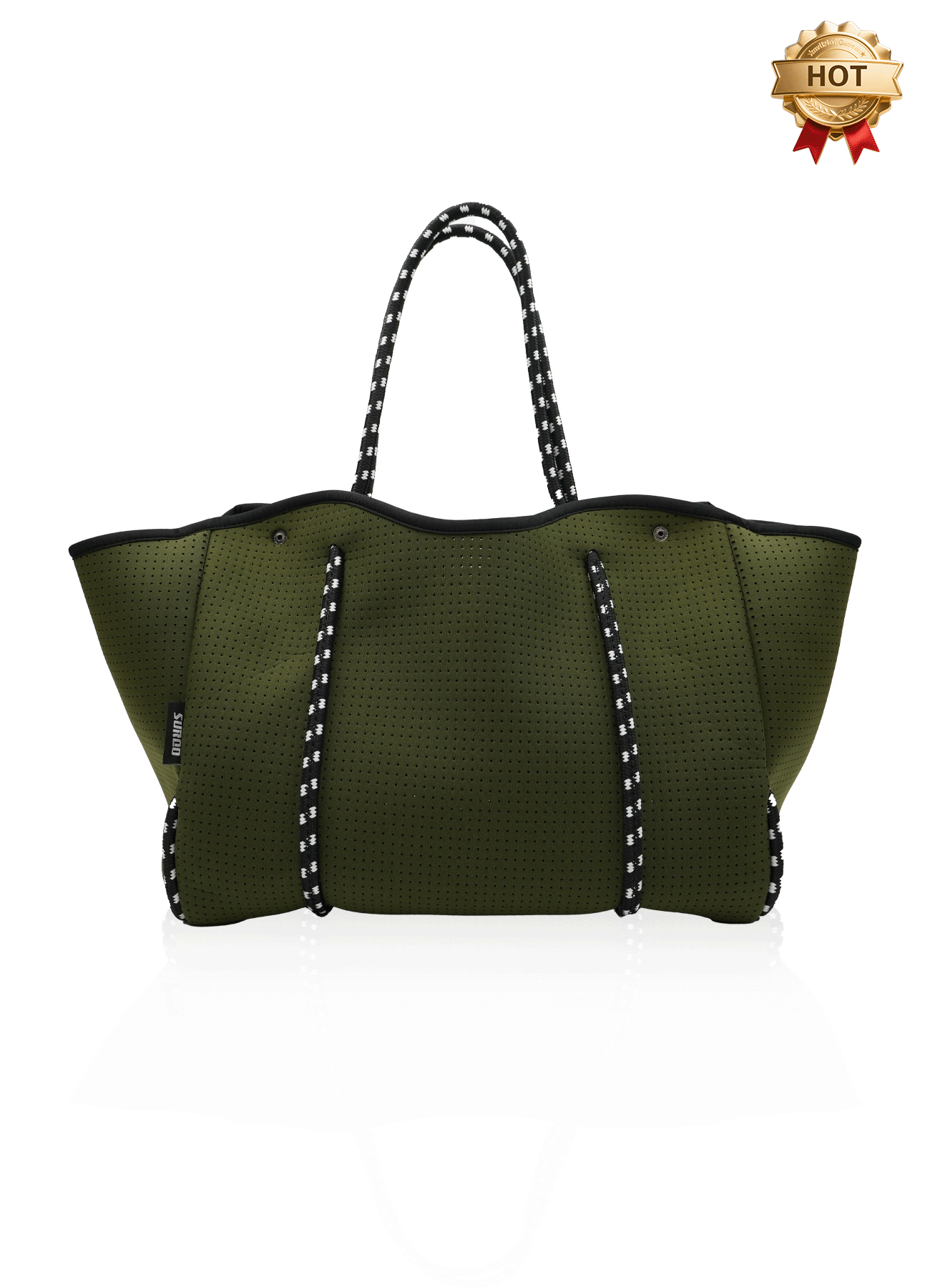 Neoprene Beach Bag – Large Tote for Women(Olive Green)