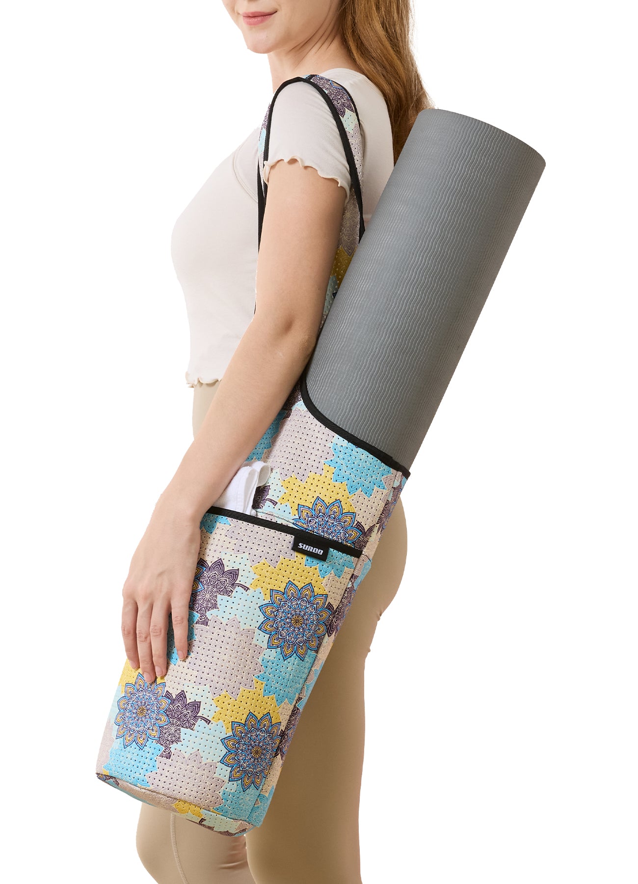 Yoga Mat Bag – Neoprene, Lightweight, Spacious Carrier (Mandala Breeze)