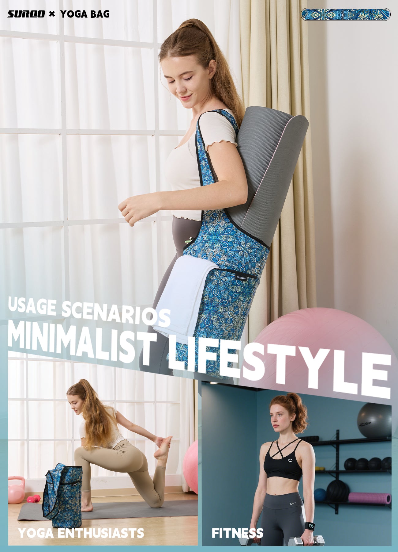 Yoga Mat Bag – Neoprene, Lightweight, Spacious Carrier (Ocean Lotus)