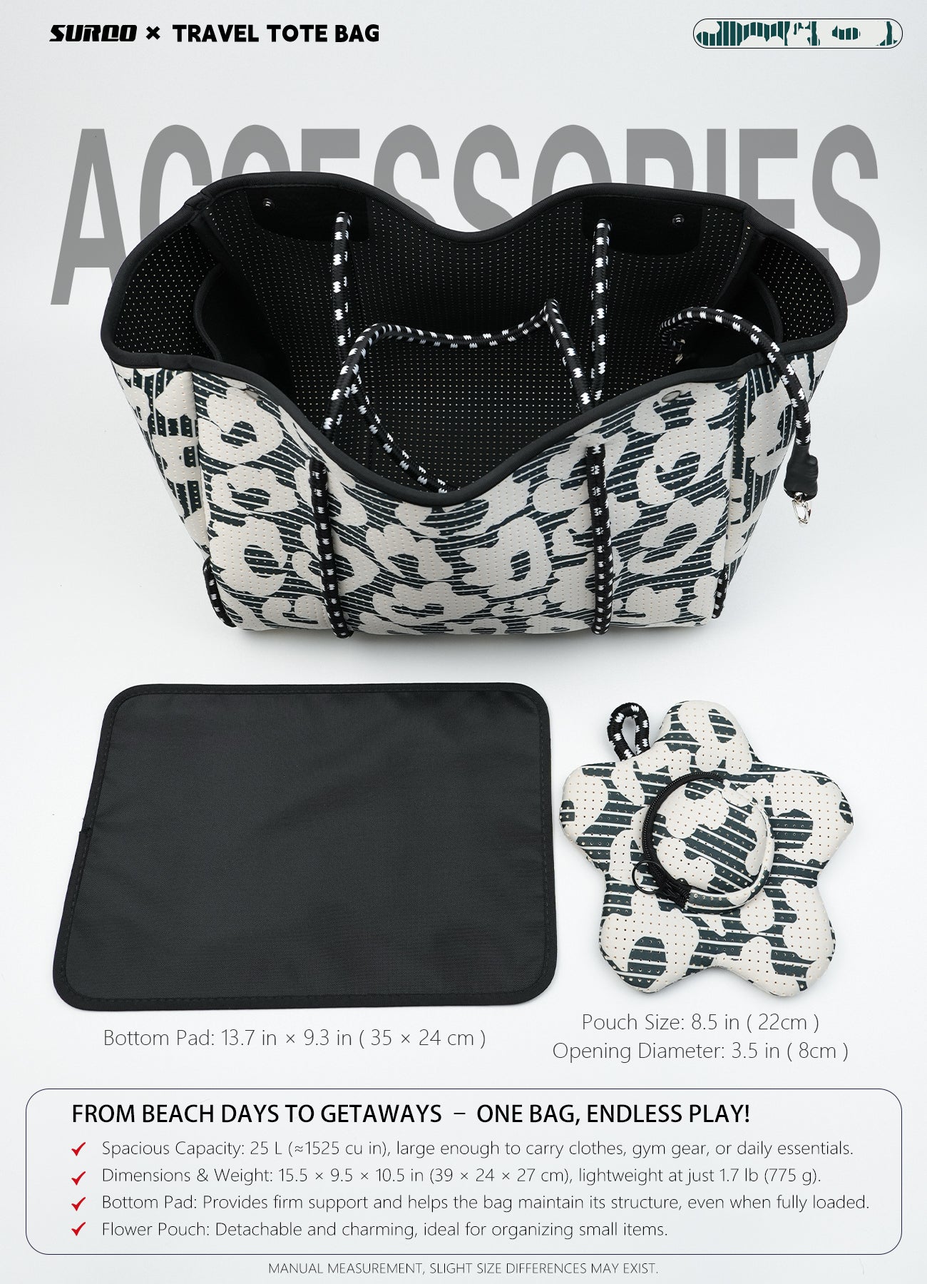 Neoprene Beach Bag – Large Tote for Women (Urban Jungle)