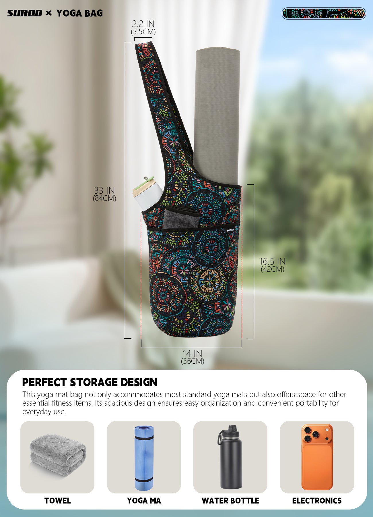 Yoga Mat Bag – Neoprene, Lightweight, Spacious Carrier (Cosmic Vibe)