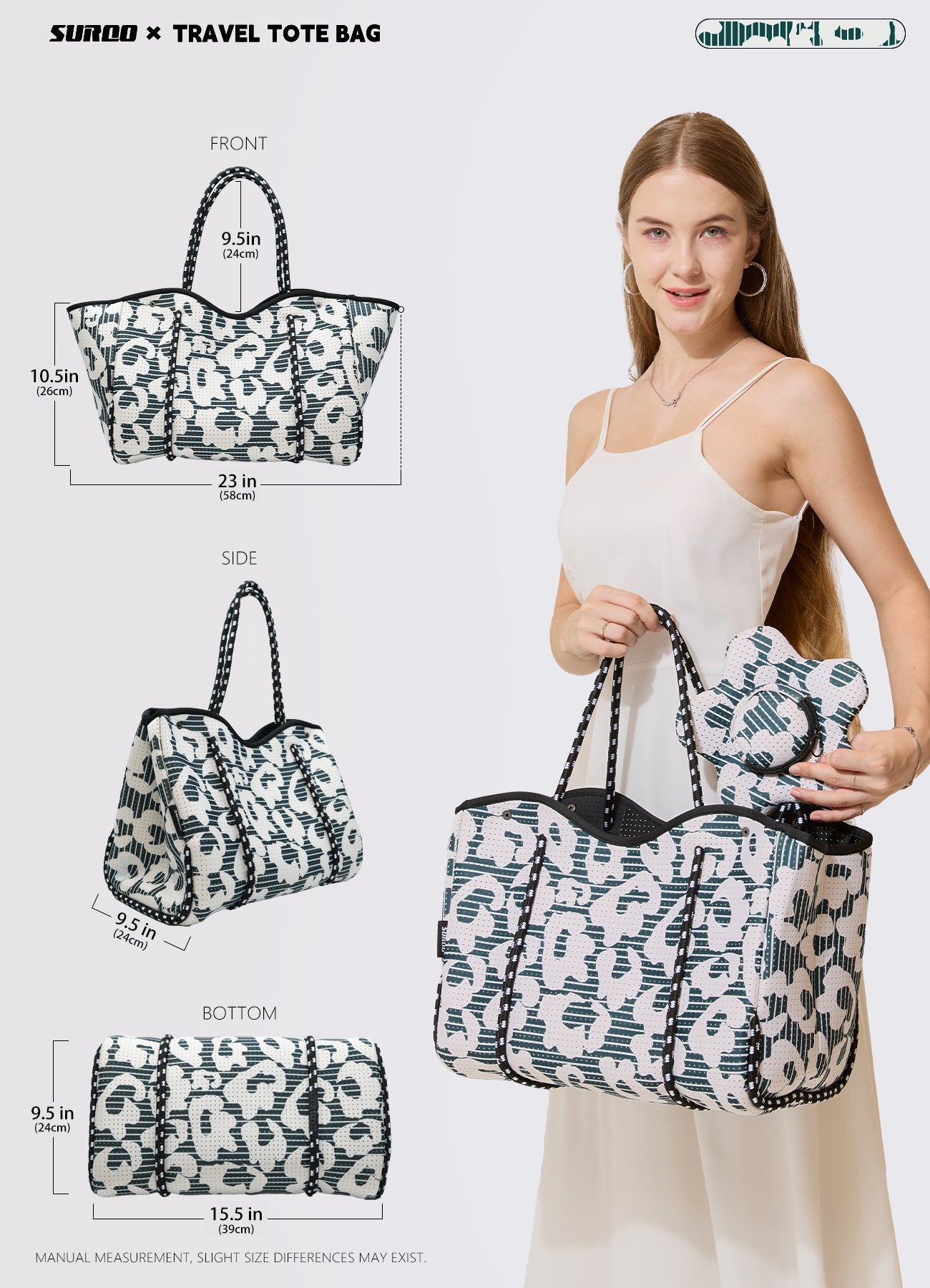 Neoprene Beach Bag – Large Tote for Women (Urban Jungle)