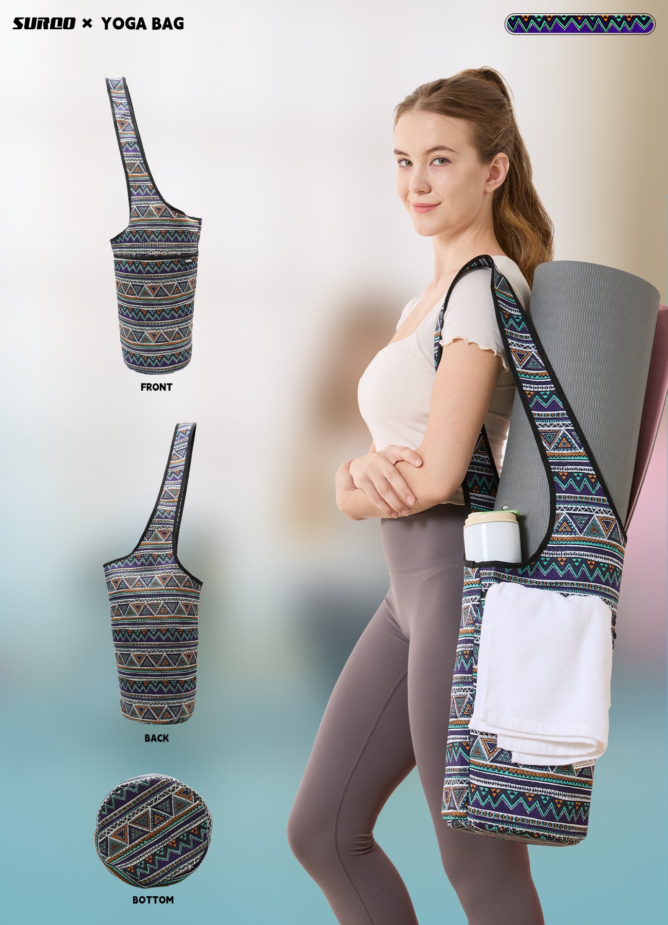 Yoga Mat Bag – Neoprene, Lightweight, Spacious Carrier (Tribal Rhythm)
