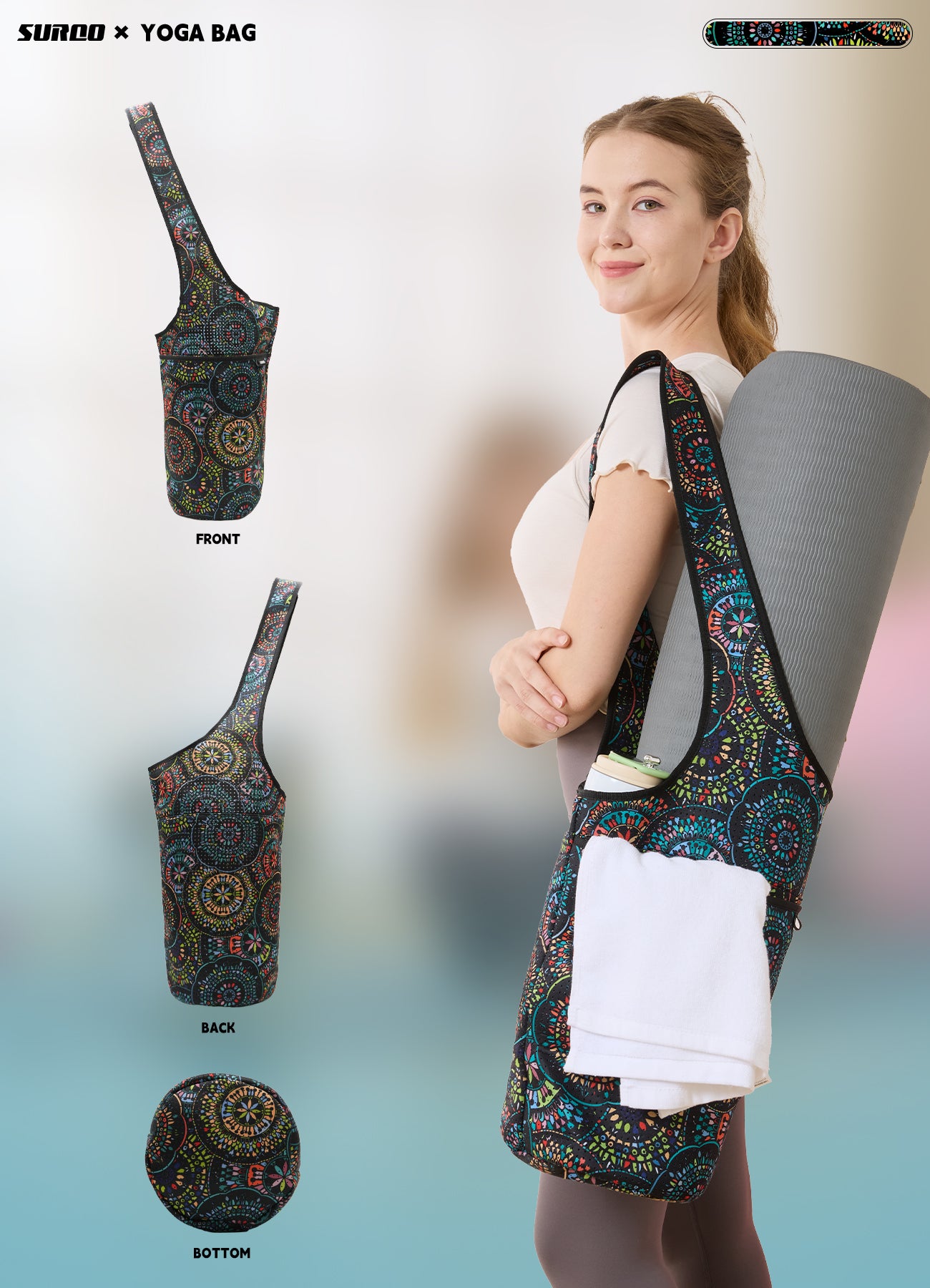 Yoga Mat Bag – Neoprene, Lightweight, Spacious Carrier (Cosmic Vibe)