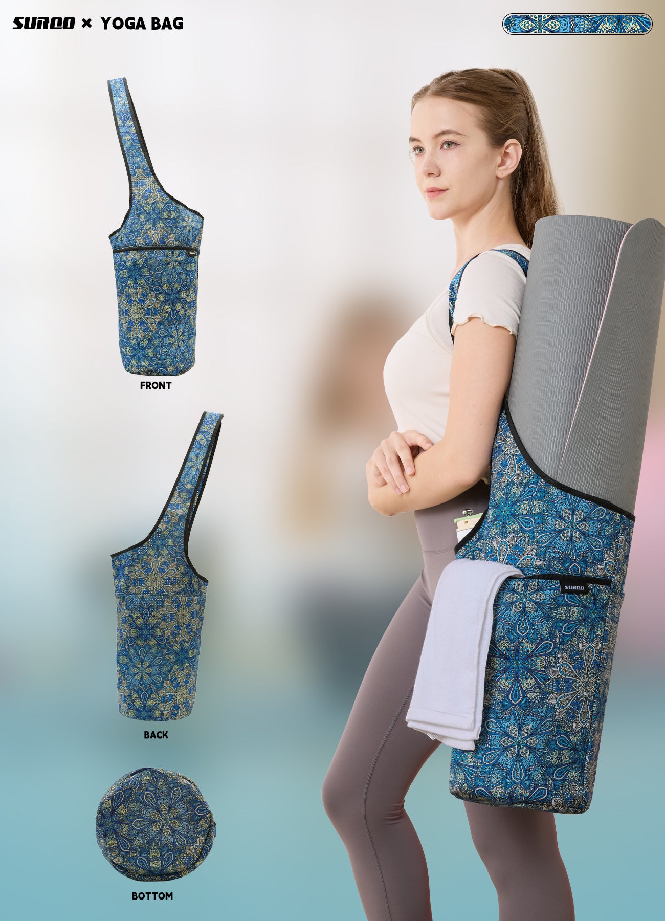 Yoga Mat Bag – Neoprene, Lightweight, Spacious Carrier (Ocean Lotus)